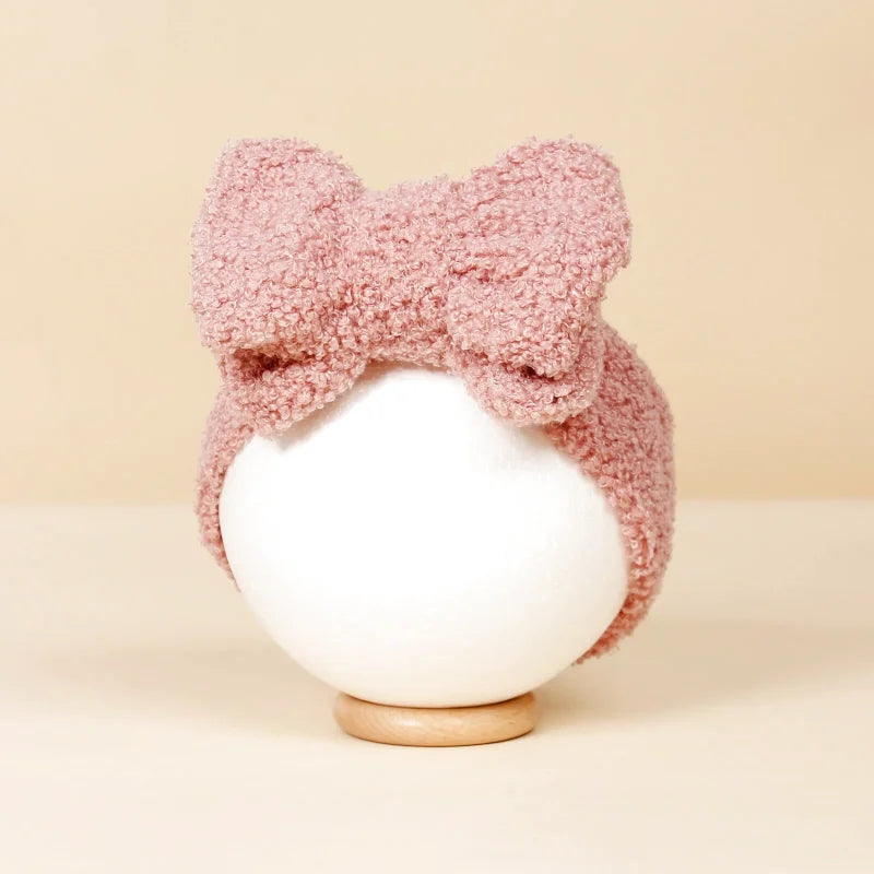 Bandeau Bébé Spécial Hiver en Pilou - Gros Nœud -  Coloris Divers