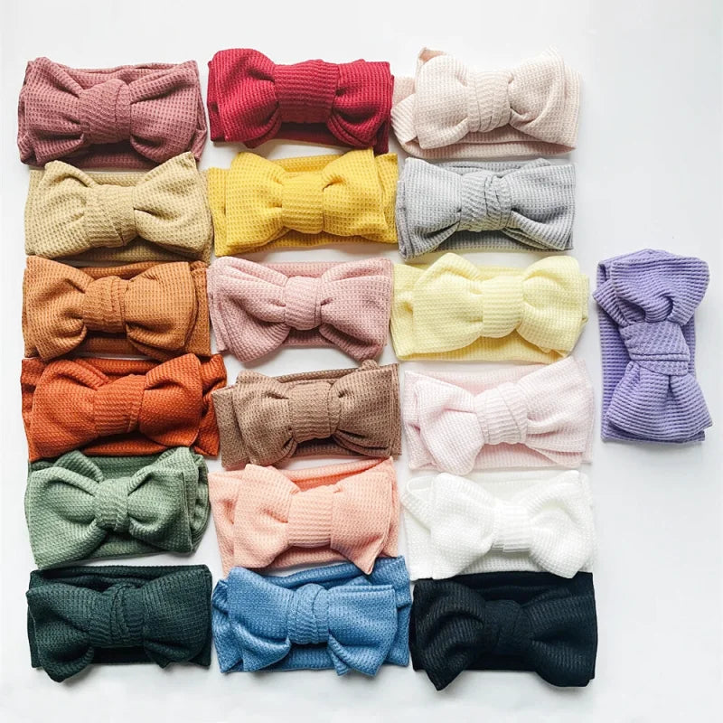 Bandeau Mignon Bébé Gros Noeud Coton et Tricot