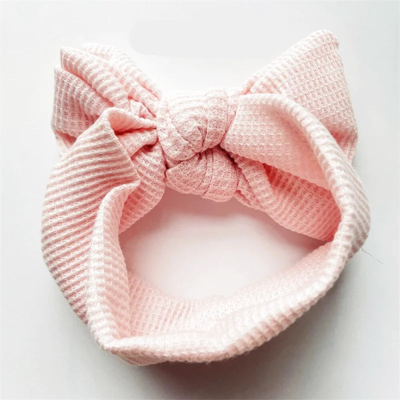 Bandeau Mignon Bébé Gros Noeud Coton et Tricot
