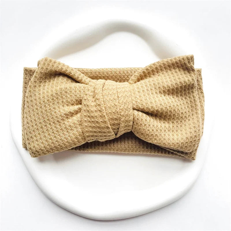 Bandeau Mignon Bébé Gros Noeud Coton et Tricot