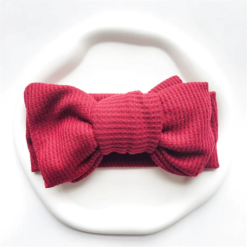 Bandeau Mignon Bébé Gros Noeud Coton et Tricot