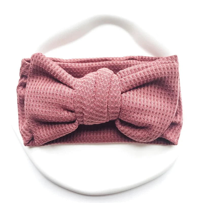 Bandeau Mignon Bébé Gros Noeud Coton et Tricot