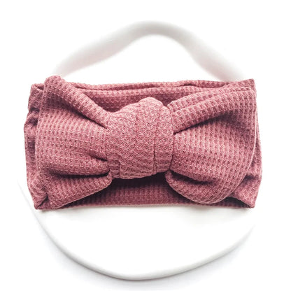 Bandeau Mignon Bébé Gros Noeud Coton et Tricot