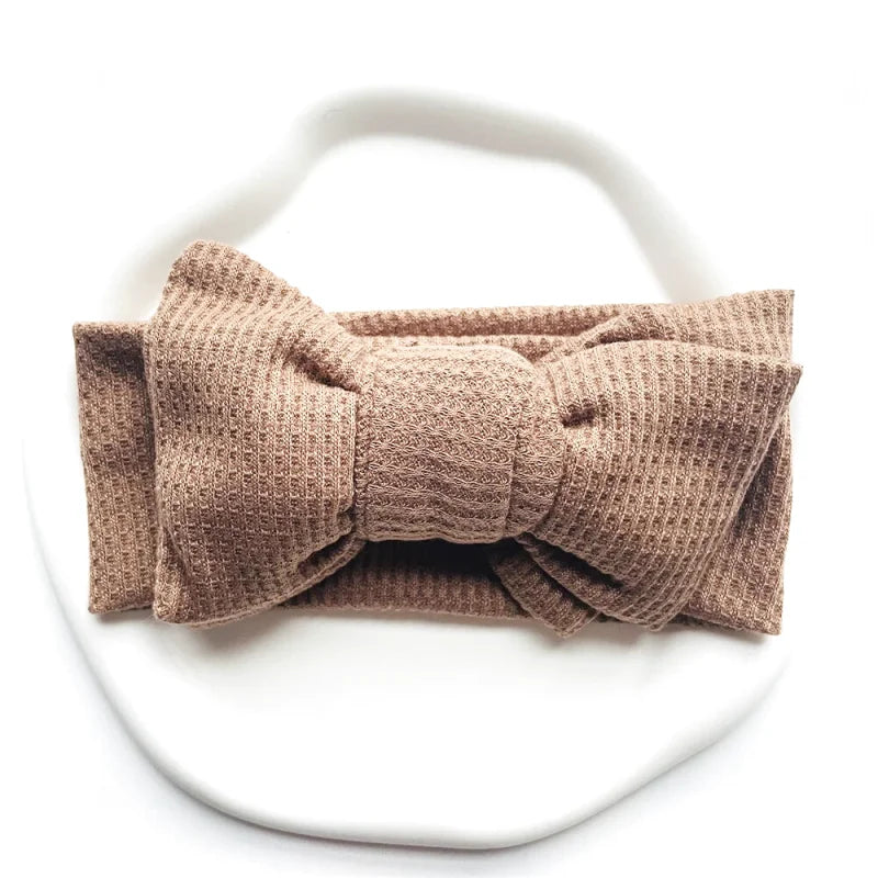 Bandeau Mignon Bébé Gros Noeud Coton et Tricot