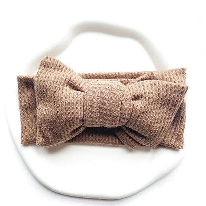 Bandeau Mignon Bébé Gros Noeud Coton et Tricot