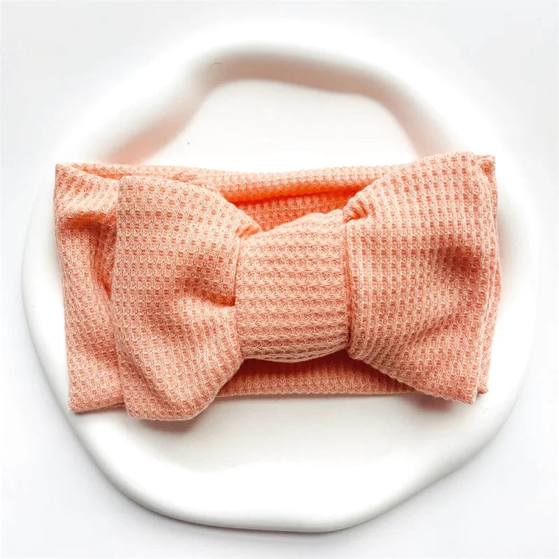Bandeau Mignon Bébé Gros Noeud Coton et Tricot