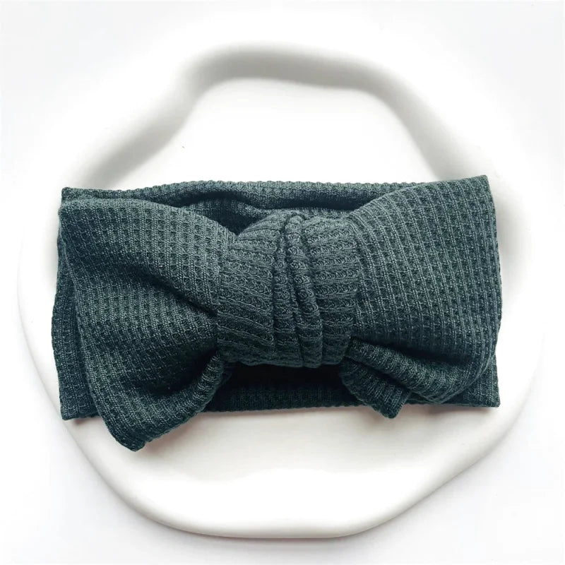 Bandeau Mignon Bébé Gros Noeud Coton et Tricot