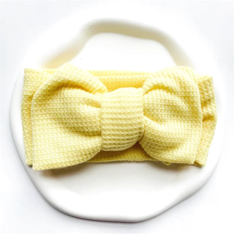 Bandeau Mignon Bébé Gros Noeud Coton et Tricot