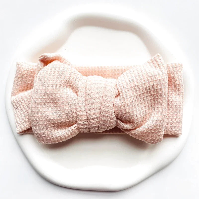 Bandeau Mignon Bébé Gros Noeud Coton et Tricot