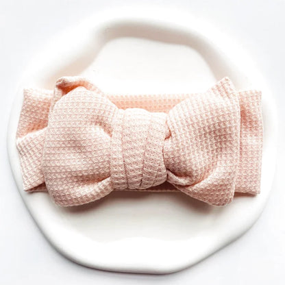 Bandeau Mignon Bébé Gros Noeud Coton et Tricot