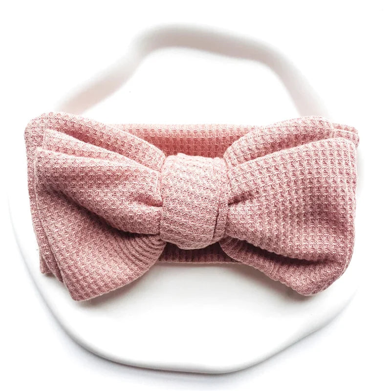 Bandeau Mignon Bébé Gros Noeud Coton et Tricot