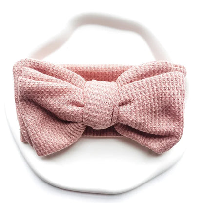 Bandeau Mignon Bébé Gros Noeud Coton et Tricot