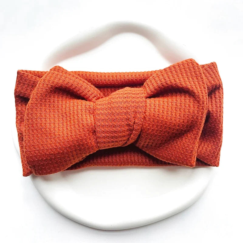 Bandeau Mignon Bébé Gros Noeud Coton et Tricot