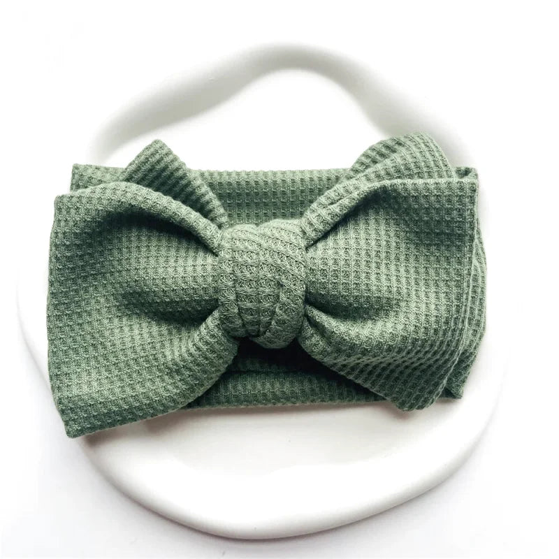 Bandeau Mignon Bébé Gros Noeud Coton et Tricot