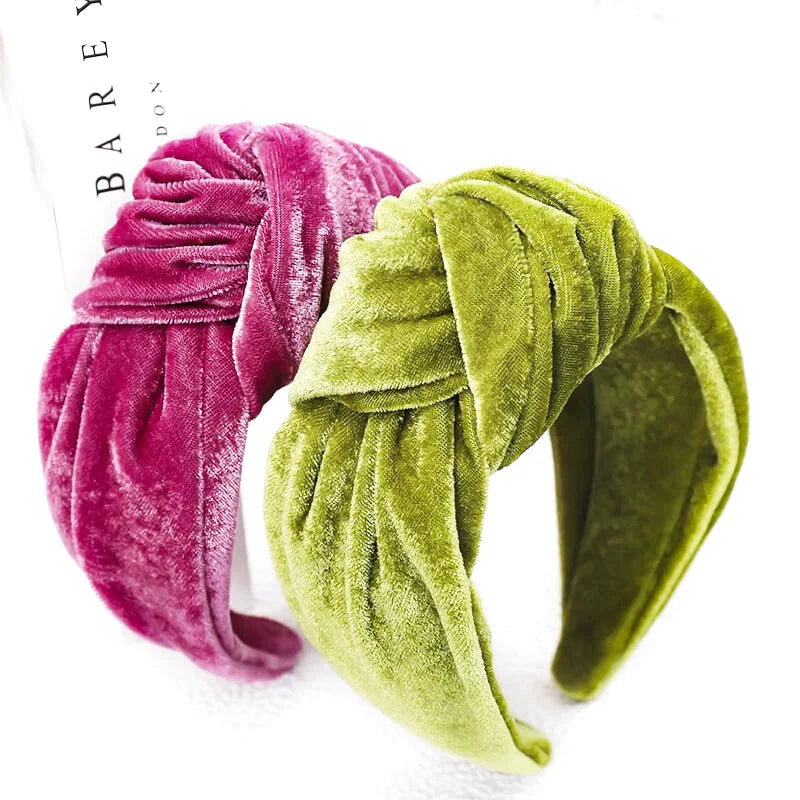 Bandeau - Serre-tête Gros nœud en velours - Effet rétro - Divers Coloris