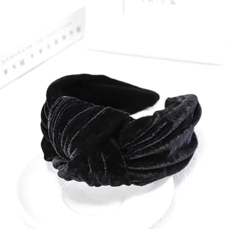 Bandeau - Serre-tête Gros nœud en velours - Effet rétro - Divers Coloris