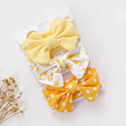 Lot de 3 Bandeaux Bébé Petit Nœud Mignon Imprimés Variés