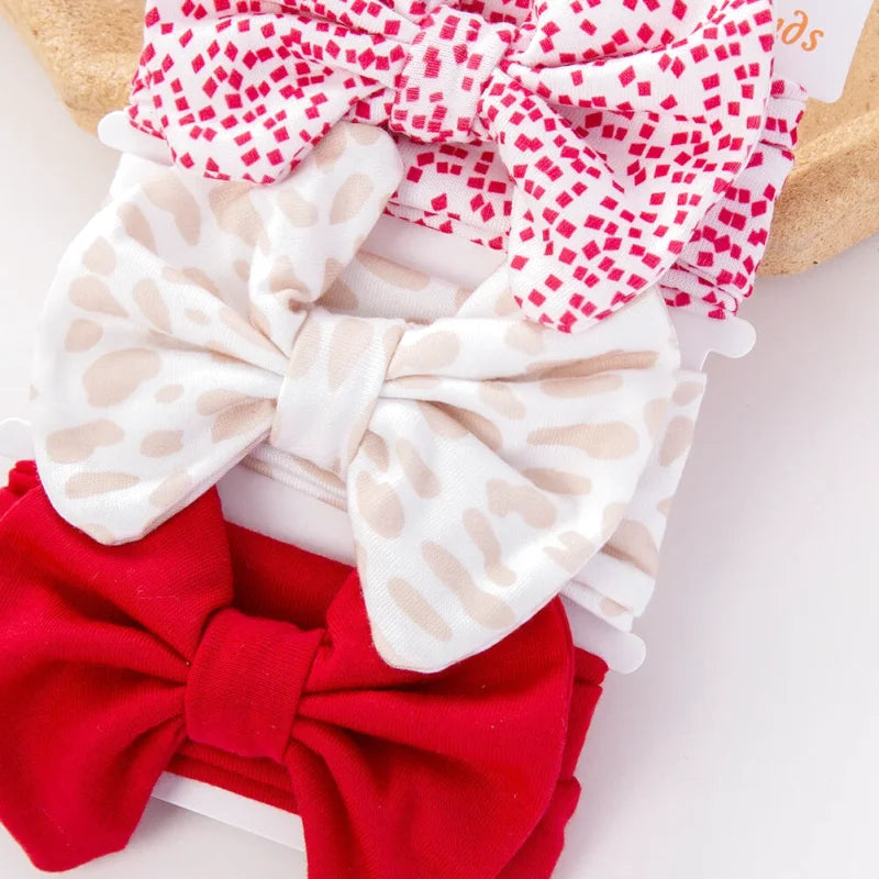 Lot de 3 Bandeaux Bébé Petit Nœud Mignon Imprimés Variés