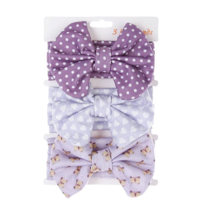 Lot de 3 Bandeaux Bébé Petit Nœud Mignon Imprimés Variés