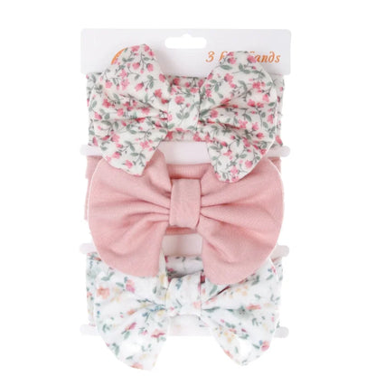 Lot de 3 Bandeaux Bébé Petit Nœud Mignon Imprimés Variés