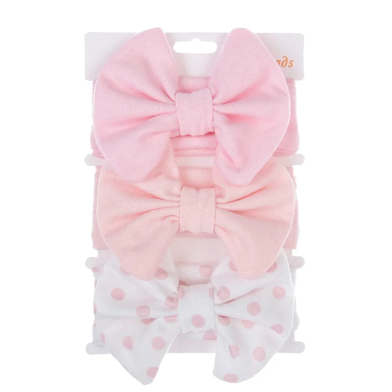 Lot de 3 Bandeaux Bébé Petit Nœud Mignon Imprimés Variés