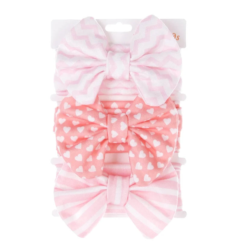 Lot de 3 Bandeaux Bébé Petit Nœud Mignon Imprimés Variés
