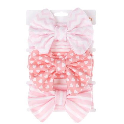 Lot de 3 Bandeaux Bébé Petit Nœud Mignon Imprimés Variés