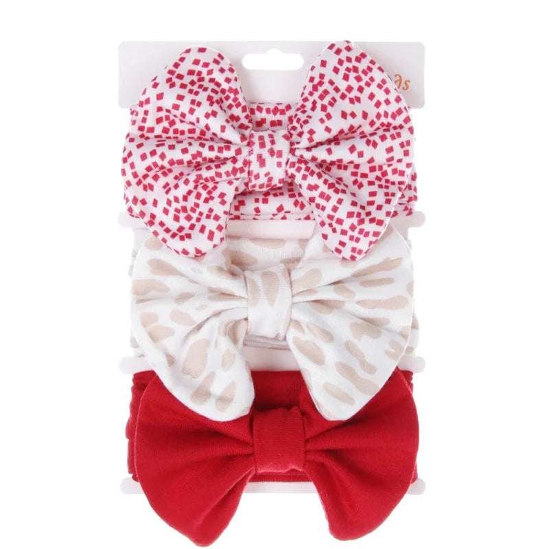 Lot de 3 Bandeaux Bébé Petit Nœud Mignon Imprimés Variés