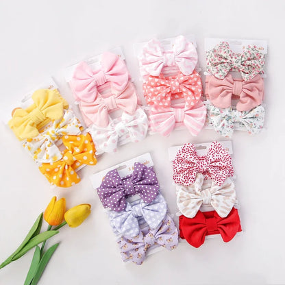 Lot de 3 Bandeaux Bébé Petit Nœud Mignon Imprimés Variés