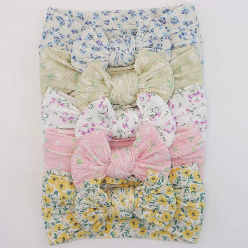 Lot de 5 Bandeaux Bébé Avec Nœud Mignon en Nylon - Divers Coloris
