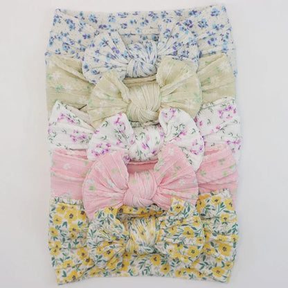 Lot de 5 Bandeaux Bébé Avec Nœud Mignon en Nylon - Divers Coloris