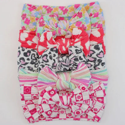 Lot de 5 Bandeaux Bébé Avec Nœud Mignon en Nylon - Divers Coloris
