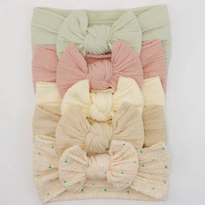 Lot de 5 Bandeaux Bébé Avec Nœud Mignon en Nylon - Divers Coloris