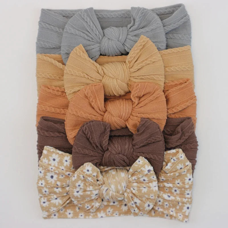 Lot de 5 Bandeaux Bébé Avec Nœud Mignon en Nylon - Divers Coloris
