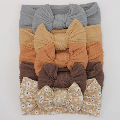 Lot de 5 Bandeaux Bébé Avec Nœud Mignon en Nylon - Divers Coloris