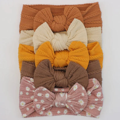 Lot de 5 Bandeaux Bébé Avec Nœud Mignon en Nylon - Divers Coloris