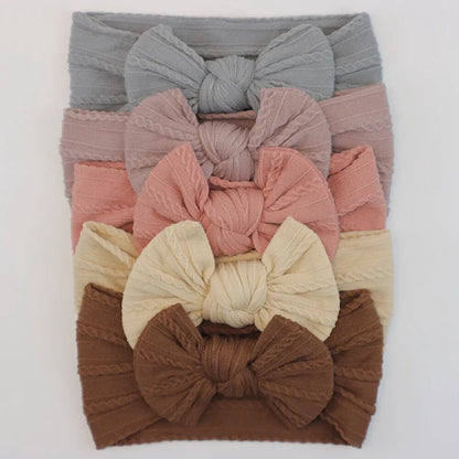 Lot de 5 Bandeaux Bébé Avec Nœud Mignon en Nylon - Divers Coloris