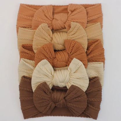 Lot de 5 Bandeaux Bébé Avec Nœud Mignon en Nylon - Divers Coloris