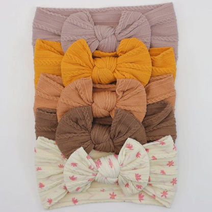 Lot de 5 Bandeaux Bébé Avec Nœud Mignon en Nylon - Divers Coloris