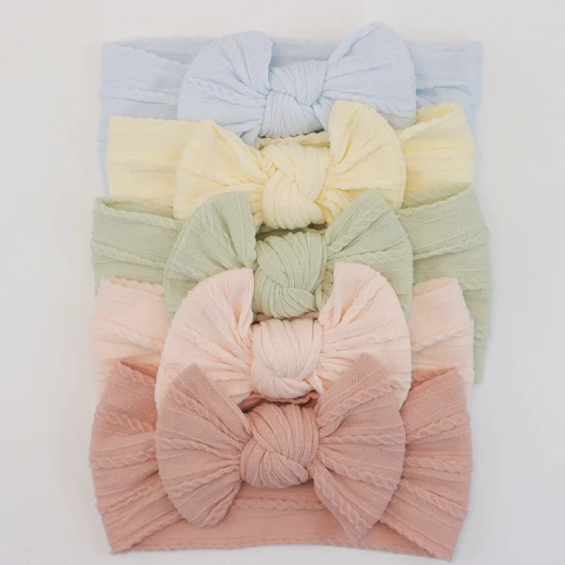 Lot de 5 Bandeaux Bébé Avec Nœud Mignon en Nylon - Divers Coloris