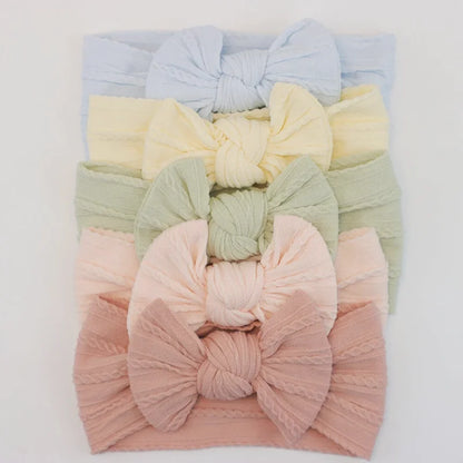 Lot de 5 Bandeaux Bébé Avec Nœud Mignon en Nylon - Divers Coloris