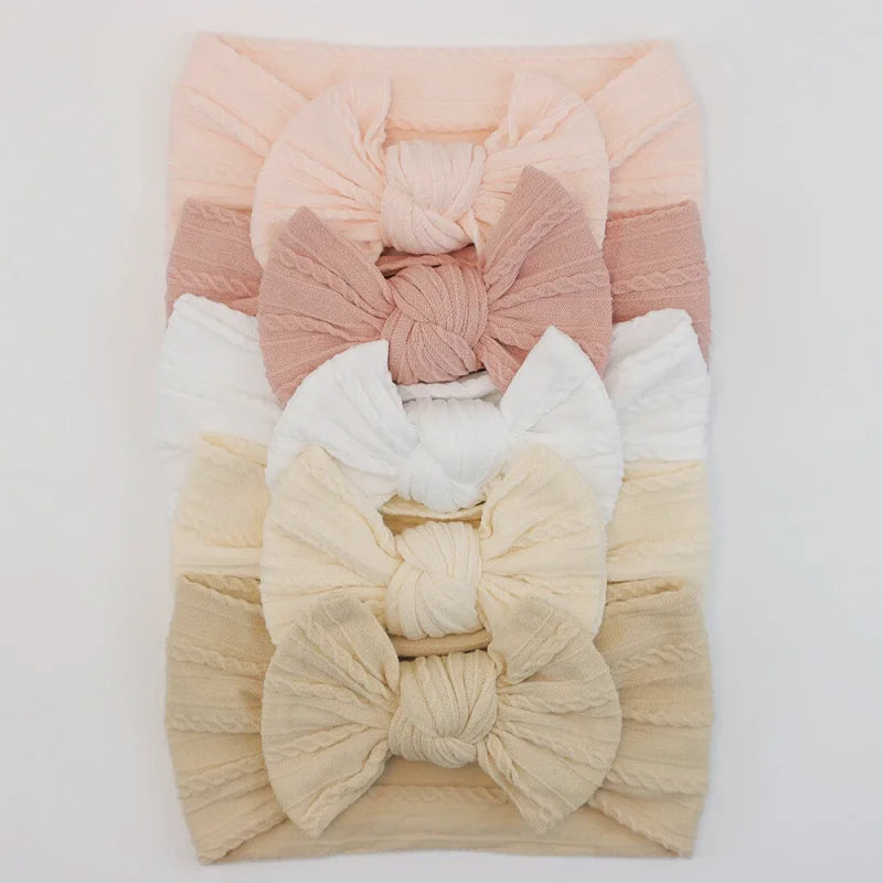 Lot de 5 Bandeaux Bébé Avec Nœud Mignon en Nylon - Divers Coloris