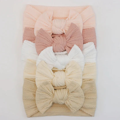 Lot de 5 Bandeaux Bébé Avec Nœud Mignon en Nylon - Divers Coloris