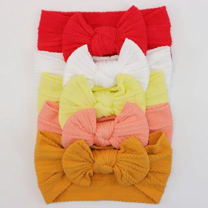 Lot de 5 Bandeaux Bébé Avec Nœud Mignon en Nylon - Divers Coloris