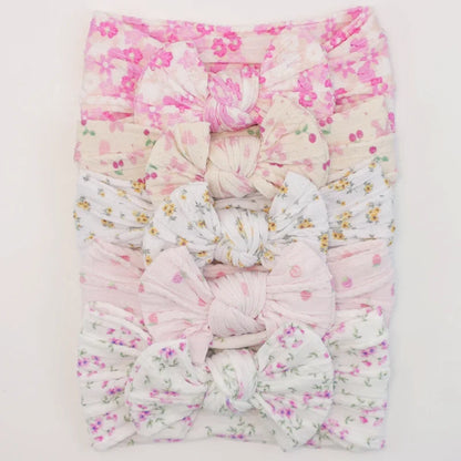 Lot de 5 Bandeaux Bébé Avec Nœud Mignon en Nylon - Divers Coloris