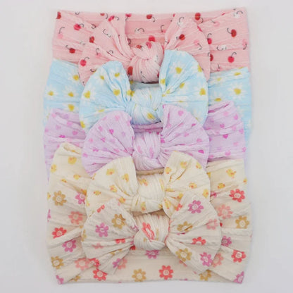 Lot de 5 Bandeaux Bébé Avec Nœud Mignon en Nylon - Divers Coloris