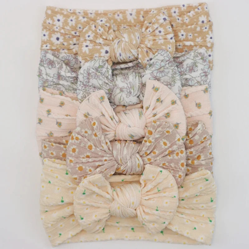 Lot de 5 Bandeaux Bébé Avec Nœud Mignon en Nylon - Divers Coloris