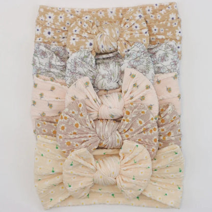 Lot de 5 Bandeaux Bébé Avec Nœud Mignon en Nylon - Divers Coloris