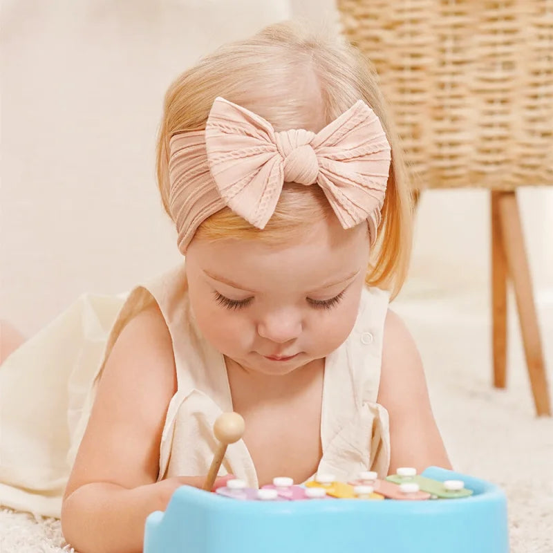 Lot de 5 Bandeaux Bébé Nœud en Nylon - Couleurs Pastel